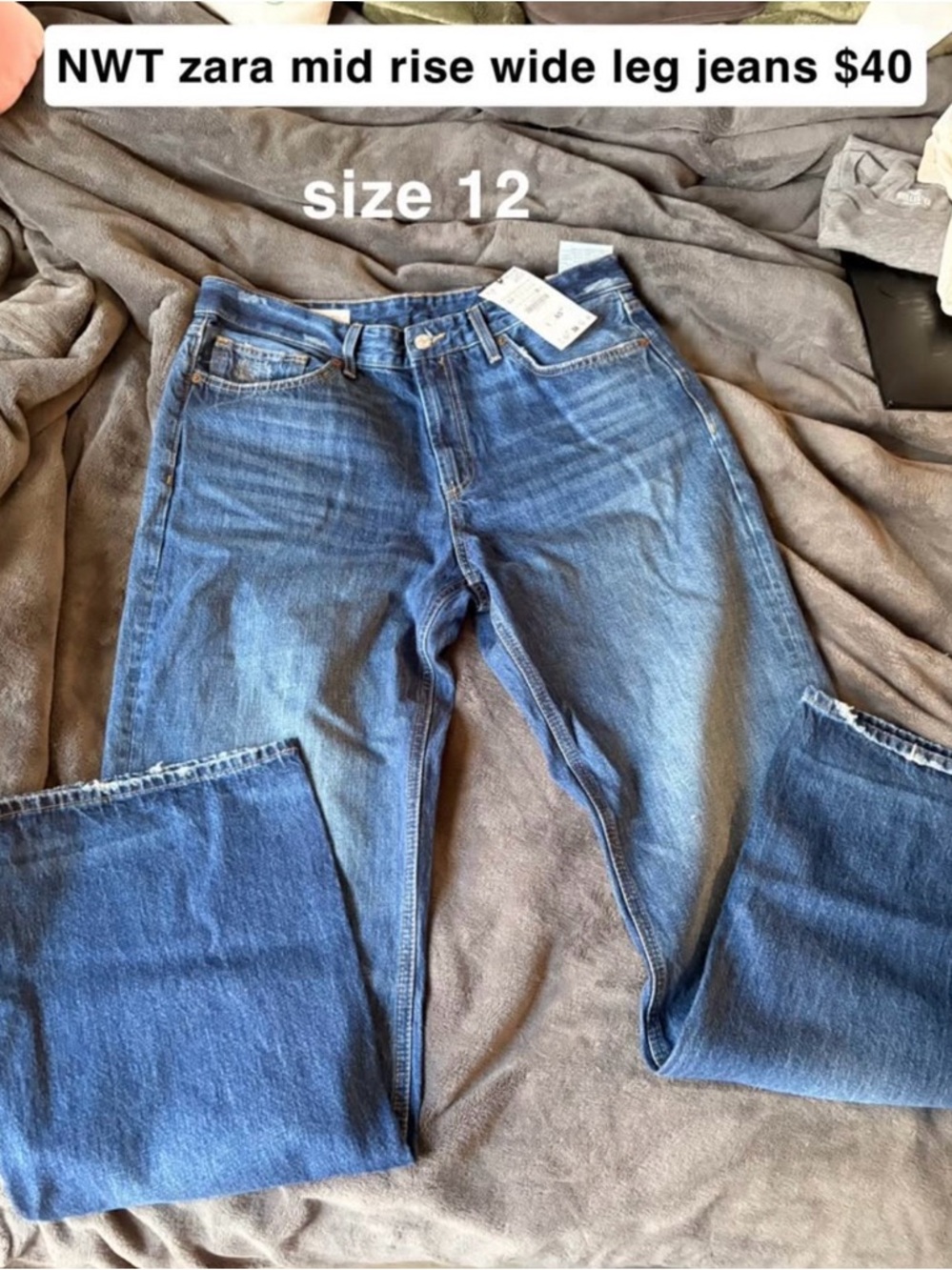 NWT zara mid rise wide leg jeans size 12